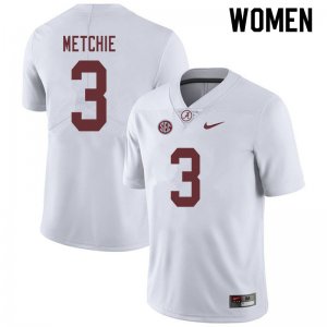 NCAA Women's Alabama Crimson Tide #3 John Metchie Stitched College 2019 Nike Authentic White Football Jersey PB17Z70XA